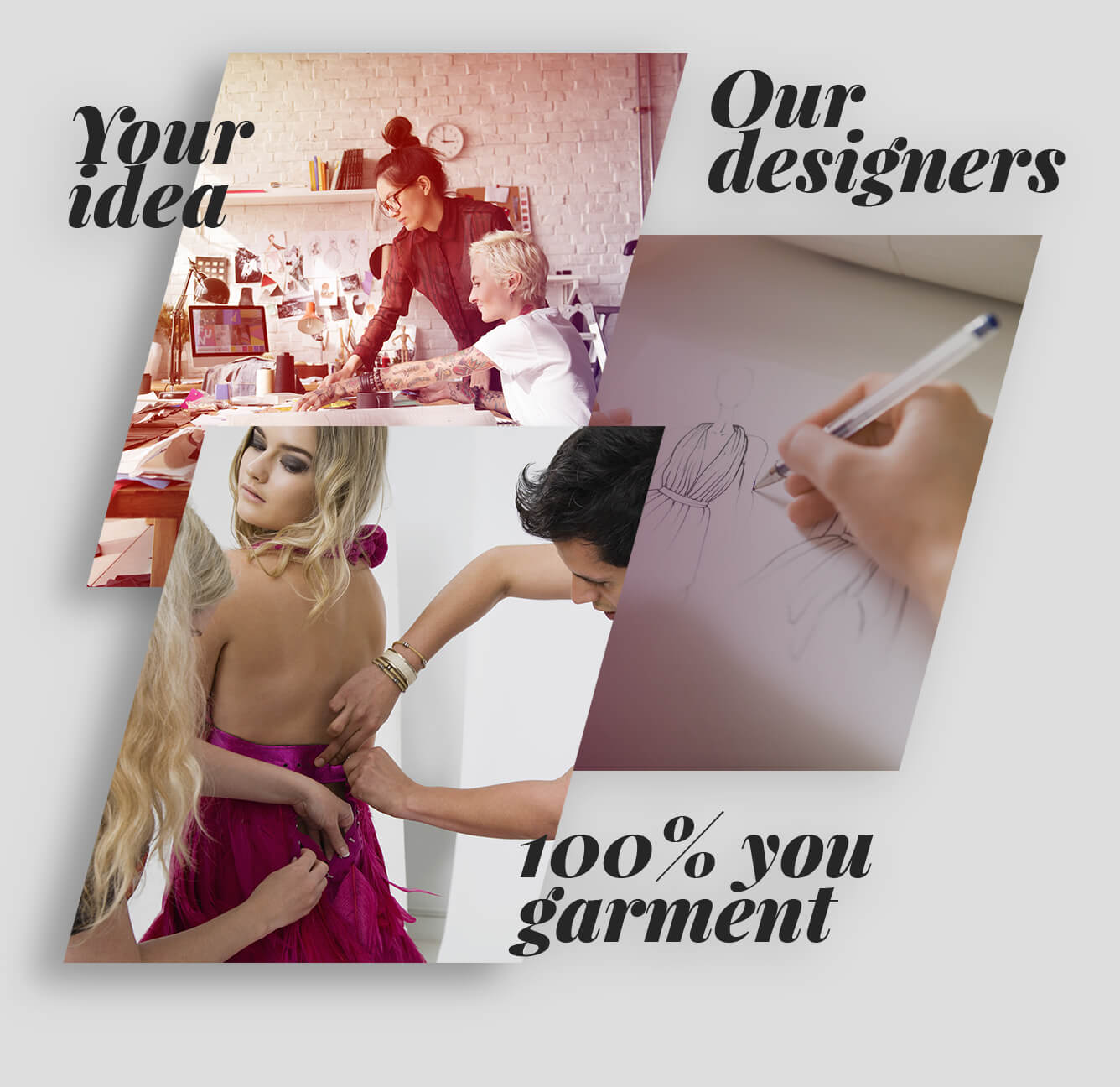 Your idea, our designers, 100% you garments